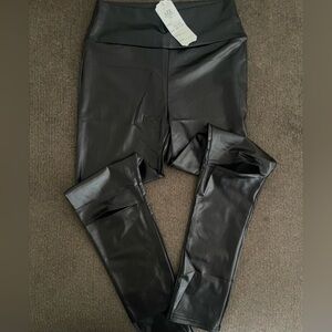 Women’s AZZ Trading Faux Leather Pants with Opening at the Knees ~ Size XL/XXL